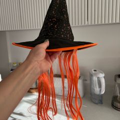 Halloween witch hat with hair