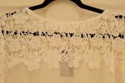PLUS SIZE (24) White Floral Crochet Neck Top. New