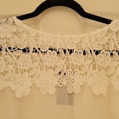 PLUS SIZE (24) White Floral Crochet Neck Top. New