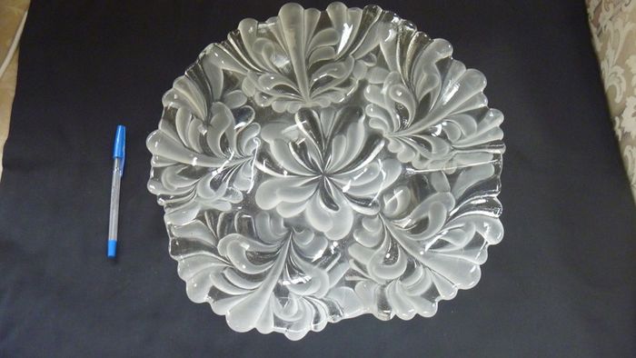 Vintage multi segment frosted glass serving platter