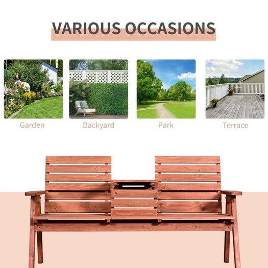 NEW SALE | Fir Wood Convertible 2 to 3 Seater Outdoor Garden Bench Wood Tone