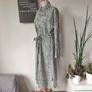 People Tree snakeskin print shirt dress midi summer workwear ethically made in India retro vintage white green Image 5