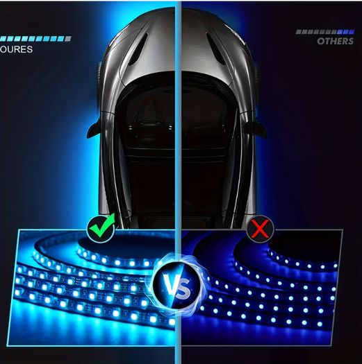 Underglow Car LED Lights Kit, RGBI Neon Accent Strip Lights, 16 Million Colors DIY & Music Mode with App Control, DC 12V Universal for Car