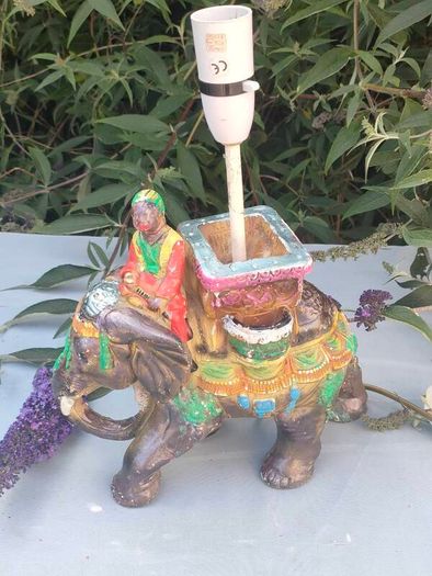 Early 20th Century Hindu Elephant plaster lamp