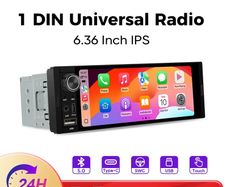1 Din Carplay Android Auto Universal Car Radio 1 Din HD IPS Touch Screen Car Multimedia Rear Camera MIC USB Type C 1DIN Car Stereo BT 5.0