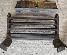 Fireplace fire front, grate and ash pan
