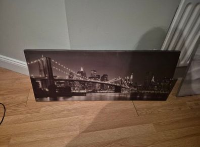 Brooklyn Bridge B+W Canvas Picture