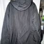 Tu Woman Black Drawstring Parka Coat with Brown Fluffy Hood and Gold Buttons Image 2