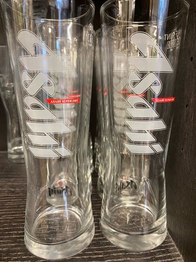 Asashi beer Official half Pint Glasses brand new