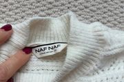 Naf Naf cream openwork jumper with sleeve detail 8-10