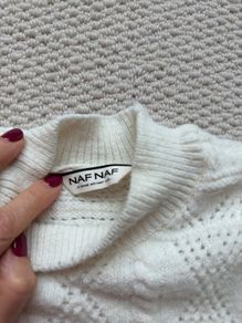 Naf Naf cream openwork jumper with sleeve detail 8-10