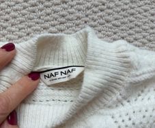 Naf Naf cream openwork jumper with sleeve detail 8-10