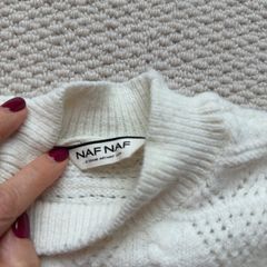 Naf Naf cream openwork jumper with sleeve detail 8-10