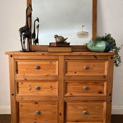 Solid Oak Mirror & Chest of Drawer Set