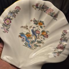 Wedgwood Bone China Kutani Crane Shell Shape Scallop Trinket Dish