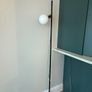 Made.com Modern Floor Lamp. Black & Brass with Frosted Glass Globe Image 2