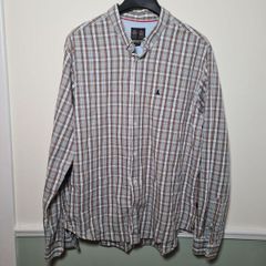 mens MUSTO check shirt 100% cotton long sleeve Size XXL 2XL extra large
