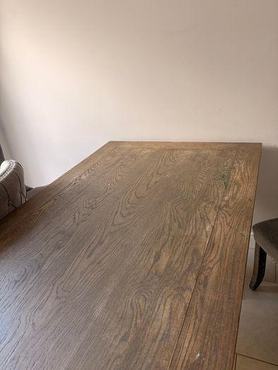 Solid wood table with dining chairs