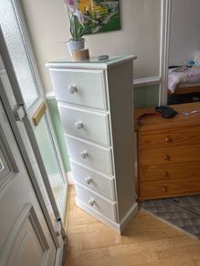 Solid wooden tall boy drawers