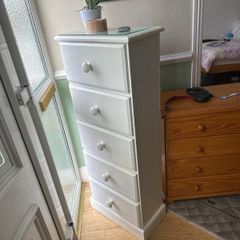 Solid wooden tall boy drawers