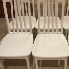 2 x Very Solid White Wooden Kitchen Dining Chairs - Can Deliver