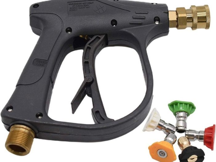 High Pressure Washer Gun with 5Pcs Spray Nozzles, 4350 PSI 1/4" Quick Release Car Washer Gun, Power Short Spray Gun M22 Metric Thread for Car Cleaning (FREE POSTAGE)