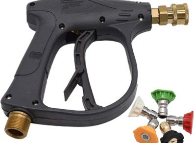 High Pressure Washer Gun with 5Pcs Spray Nozzles, 4350 PSI 1/4" Quick Release Car Washer Gun, Power Short Spray Gun M22 Metric Thread for Car Cleaning (FREE POSTAGE)