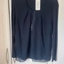 top Bnwt navy chiffon & embelished front sunwear brand European brand size 38 Image 6