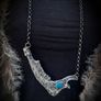 Silver Soldered Baby Deer Jaw and Apatite Viking Amulet Talisman Necklace Wasteland Bone Wearable Art Image 2