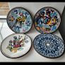 Vintage Tunisian ceramic wall plates set of 4 hand painted Nabeul pottery colorful Mediterranean Image 10