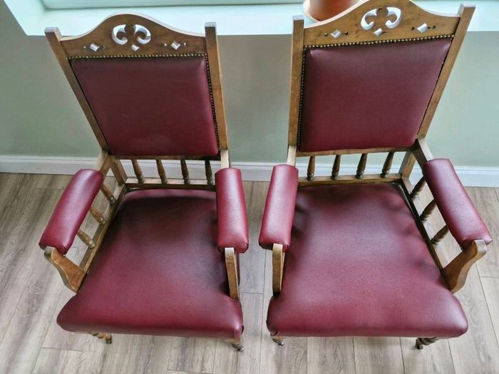 Antique leather armchairs