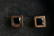 Cartier square stud earrings with black stone
