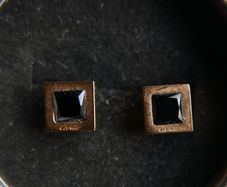 Cartier square stud earrings with black stone