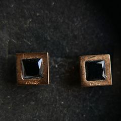 Cartier square stud earrings with black stone