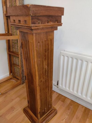 Vintage Wooden DVD Storage Tower Column Cabinet Pillar Stand