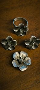 Silver set . Earrings, pendant, ring.