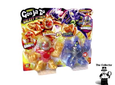 Heroes of Goo Jit Zu 2 Pack Galaxy Attack Cosmic Fury Blazagon Vs Terrack Action Figures Battle Pack Figure Brand New Sealed Rare Hard To Find