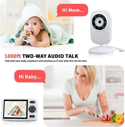 Baby Monitor with camera 3.5 inch HD Screen, Video Baby Monitor with Camera and Audio, Infrared Night Vision, Two Way Talk, VOX Mode, Temperature Monitor, Long Battery Life, Lullaby