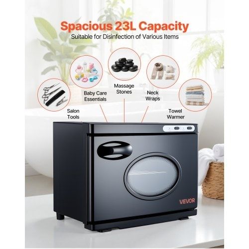 Hot Towel Warmer, 23L Large Towel Warmer Cabinet with See Through Window, Clip & Stainless Steel Racks, Holds up 36 Towels, All-Round Heating Cabinet for Spa, Barber, Manicures, Massage, Salon