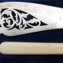 Vintage Boxed set of Faux Bone Handled Fish Servers with Hallmarked Silver Collars - 2 Pieces Image 7