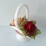 Vintage Old Country Roses Royal Albert Basket Flowers Pink Wine Yellow Rose Bone China Made England 1960s Image 8