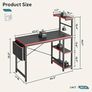 113CM Reversible Corner Gaming Desk with RGB LED Lights, Black Carbon Fibre Surface, Storage Shelves, Side Pocket & Hooks, Compact Computer Desk for Small Spaces & Home Office Image 3