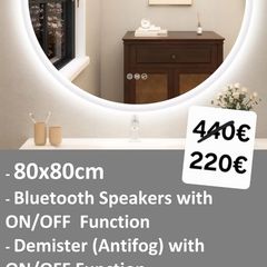 LED Bathroom Mirror Bluetooth Antifog Light Memory Function