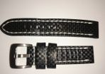 20mm Leather Watch Band with Satin Finished Stainless Steel Buckle