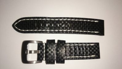 20mm Leather Watch Band with Satin Finished Stainless Steel Buckle