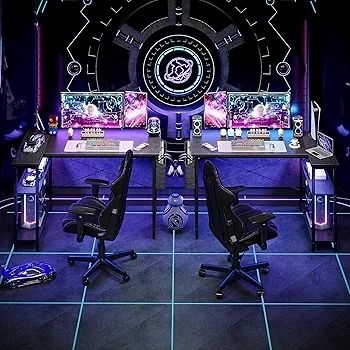 L Shaped Corner Desk - 100x70 cm Study Office Gaming Desk, Computer Desk Small Writing Table, Large Reversible Storage Shelves, Bookshelf Workstation for Study Play Work Bedroom Home Office