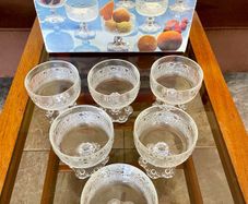 Vintage Masserini Barocco Footed Glass Bowl Coupe Goblet Made in Italy 1960s 1970s