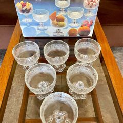 Vintage Masserini Barocco Footed Glass Bowl Coupe Goblet Made in Italy 1960s 1970s