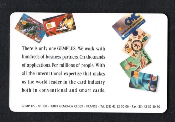 Gemplus Millision of individual cards marketing callccard (Gemplus chip)