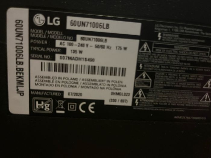 LG 60 inch TV
